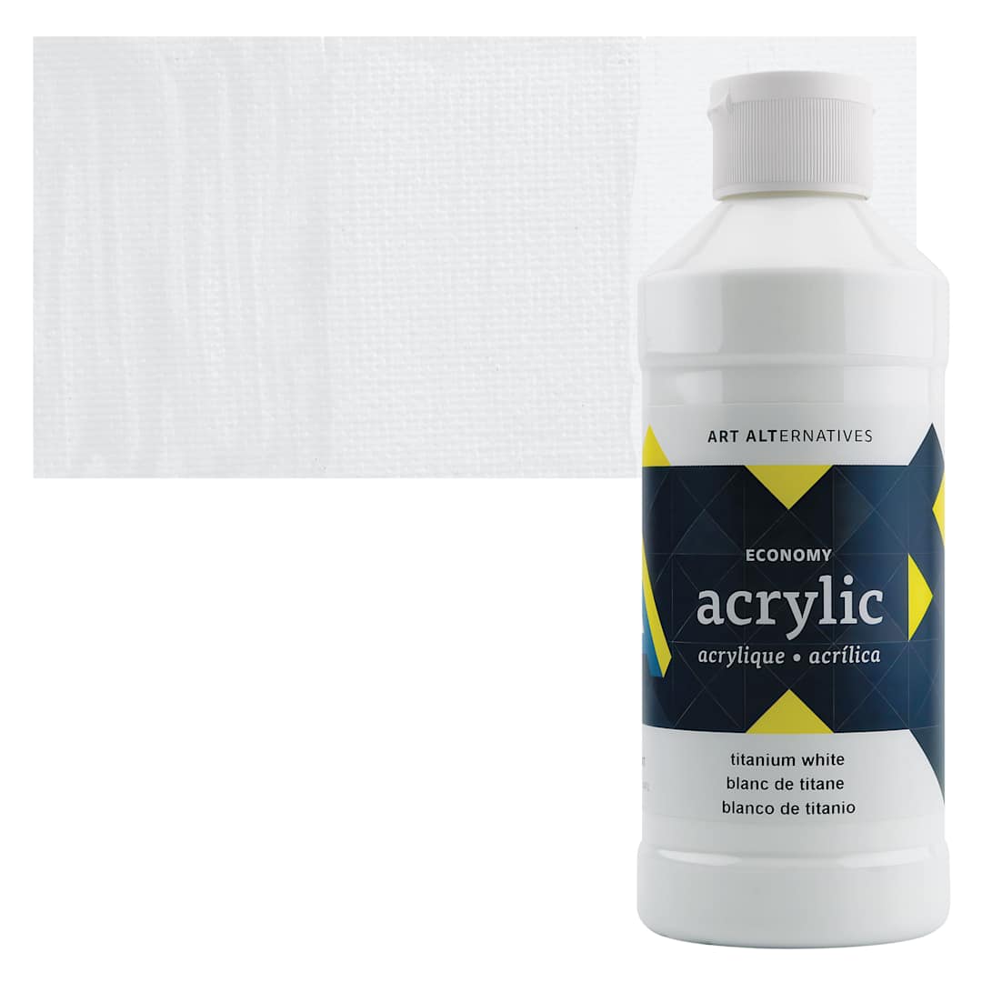 Open in modal - Art Alternatives Economy Acrylic - White, 475 ml bottle and swatch