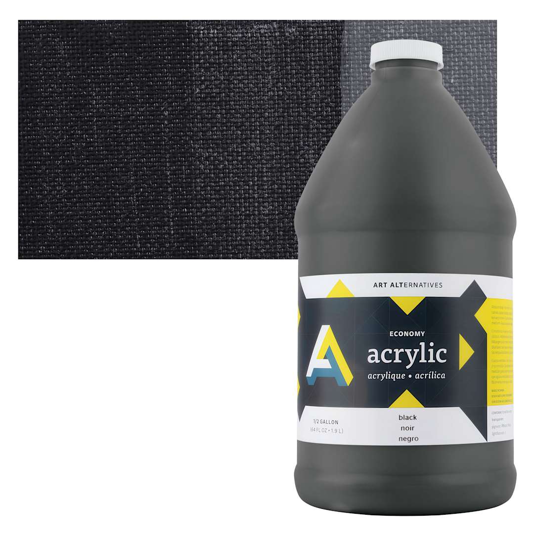 Open in modal - Art Alternatives Economy Acrylic -  Black, 1.9 L bottle and swatch