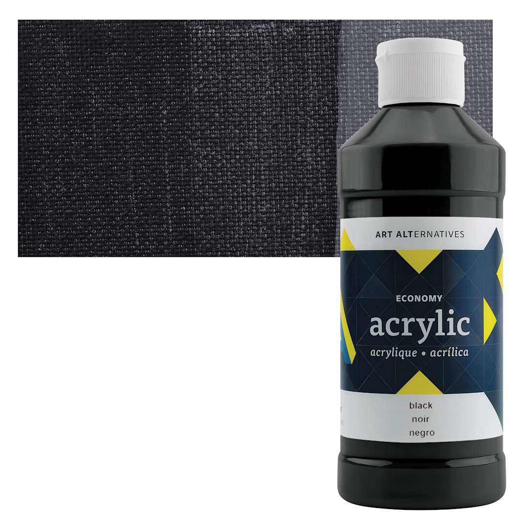 Open in modal - Art Alternatives Economy Acrylic -  Black, 475 ml bottle and swatch