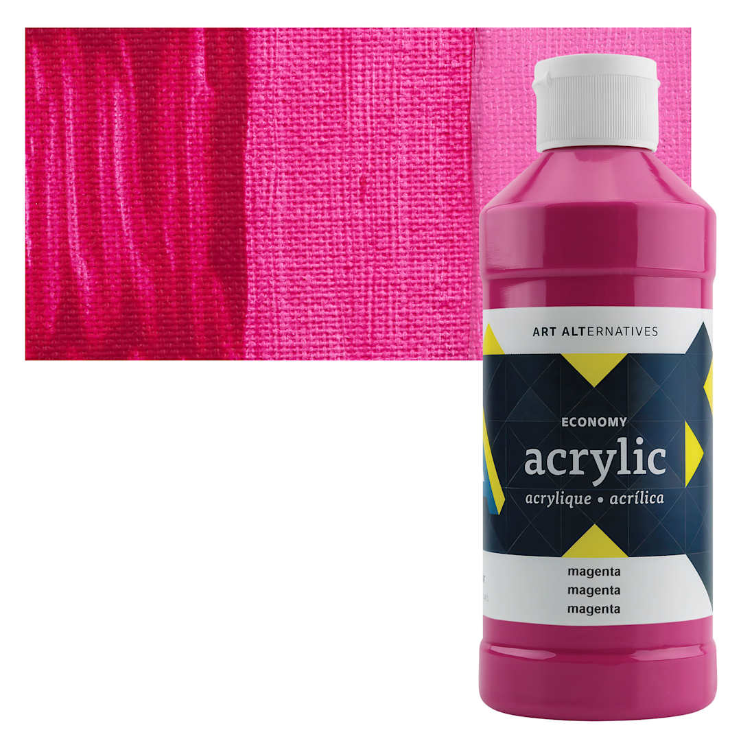 Open in modal - Art Alternatives Economy Acrylic - Magenta, 475 ml bottle and swatch