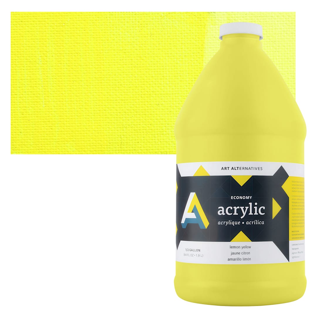 Open in modal - Art Alternatives Economy Acrylic - Yellow, 1.9 L bottle and swatch