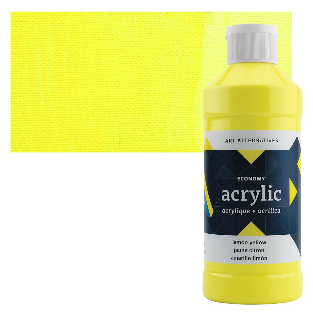 Open in modal - Art Alternatives Economy Acrylic - Yellow, 475 ml bottle and swatch