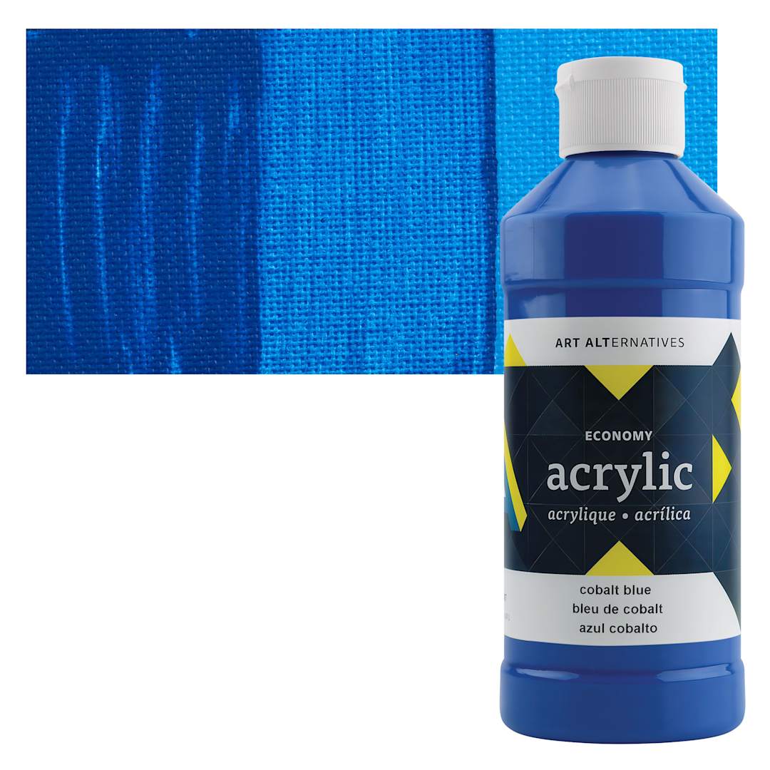 Open in modal - Art Alternatives Economy Acrylic - Cobalt Blue, 475 ml bottle and swatch