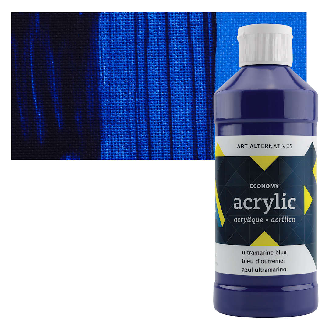 Open in modal - Art Alternatives Economy Acrylic - Ultramarine Blue, 475 ml bottle and swatch