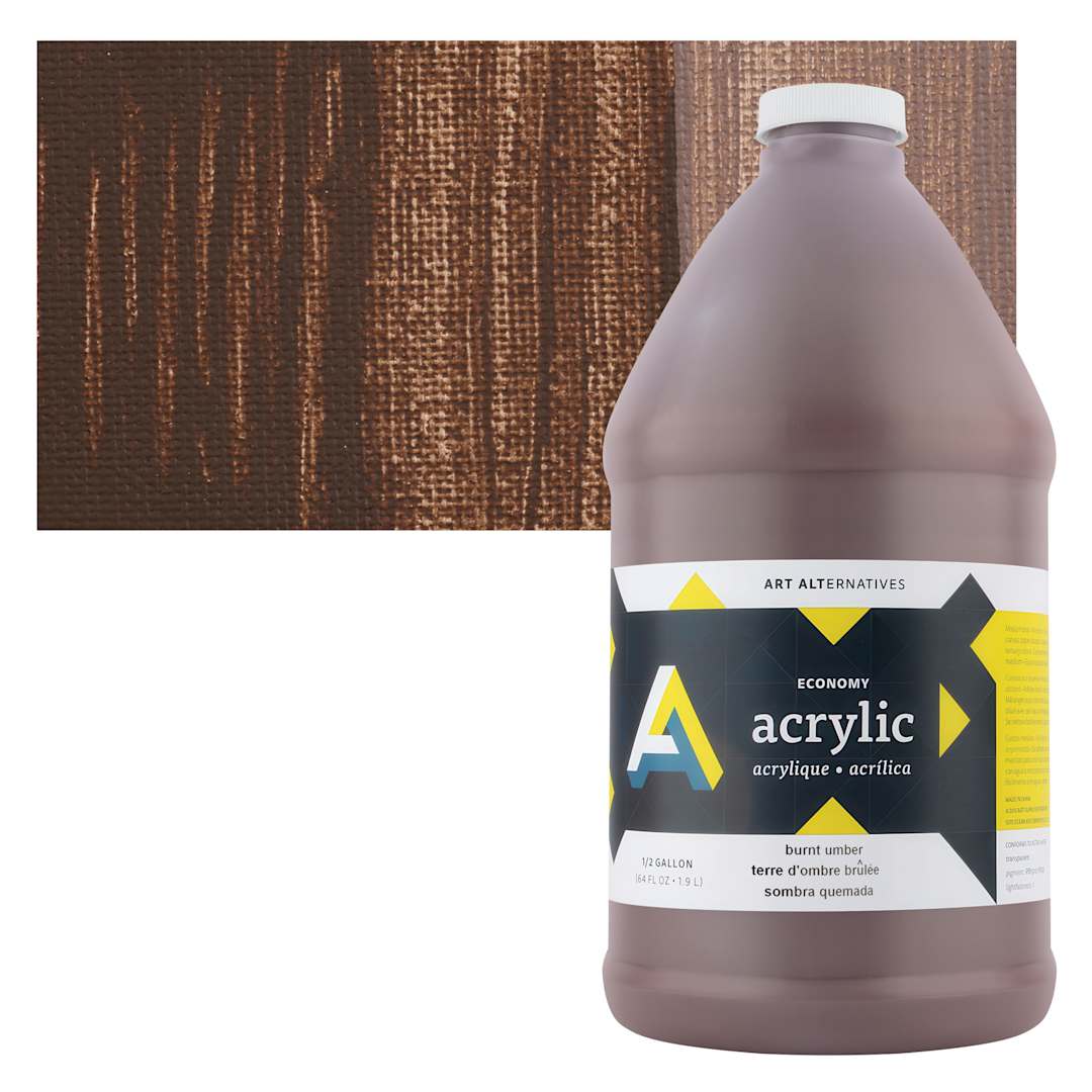 Open in modal - Art Alternatives Economy Acrylic - Burnt Umber, 1.9 L bottle and swatch