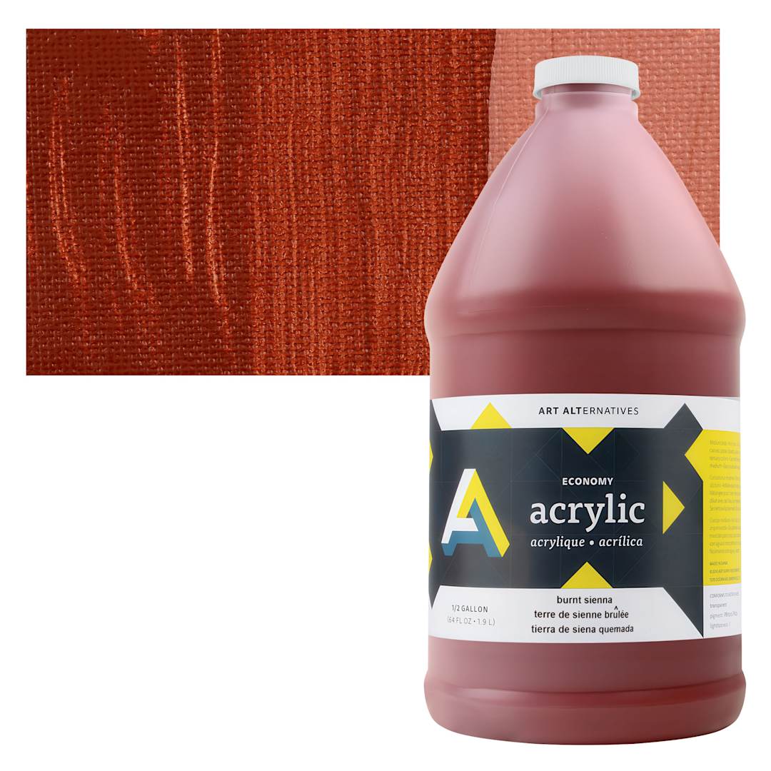 Open in modal - Art Alternatives Economy Acrylic - Burnt Sienna, 1.9 L bottle and swatch
