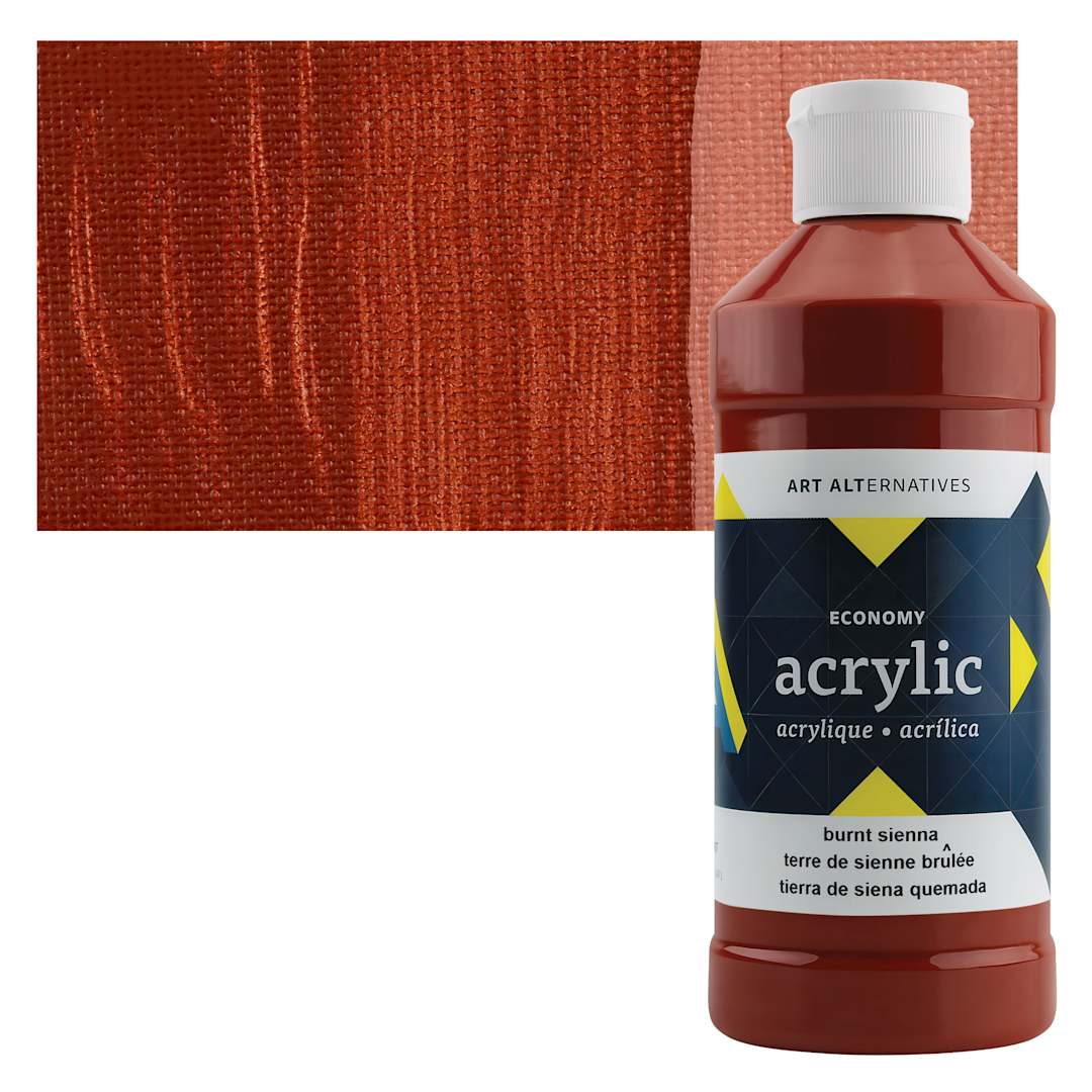 Open in modal - Art Alternatives Economy Acrylic - Burnt Sienna, 475 ml bottle and swatch