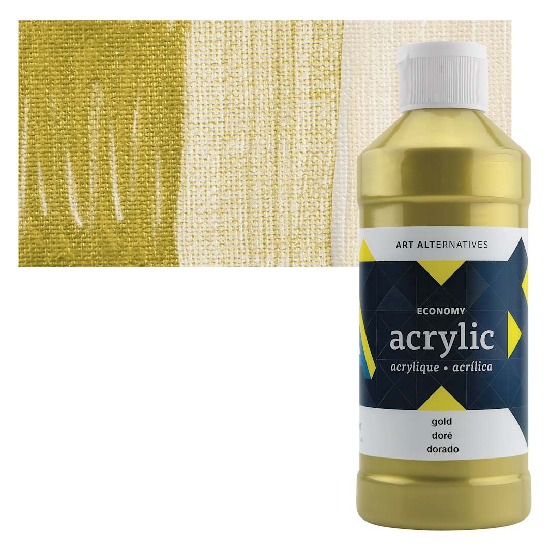 Open in modal - Art Alternatives Economy Acrylic - Gold, 475 ml bottle and swatch