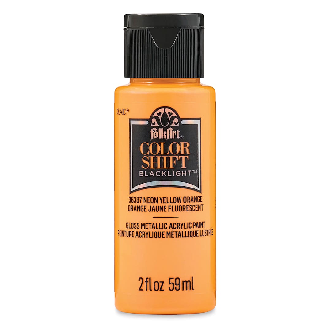 Open in modal - FolkArt Colorshift Blacklight Acrylic Paint - Yellow Orange, 2 oz
