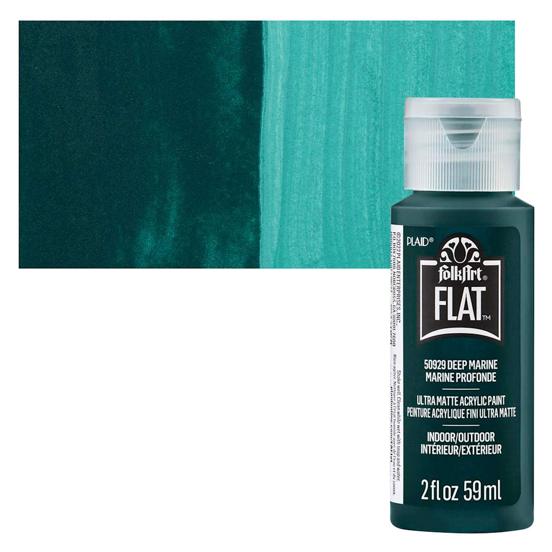 Open in modal - FolkArt Flat Ultra Matte Acrylic Paint - Deep Marine, 2 oz bottle and swatch