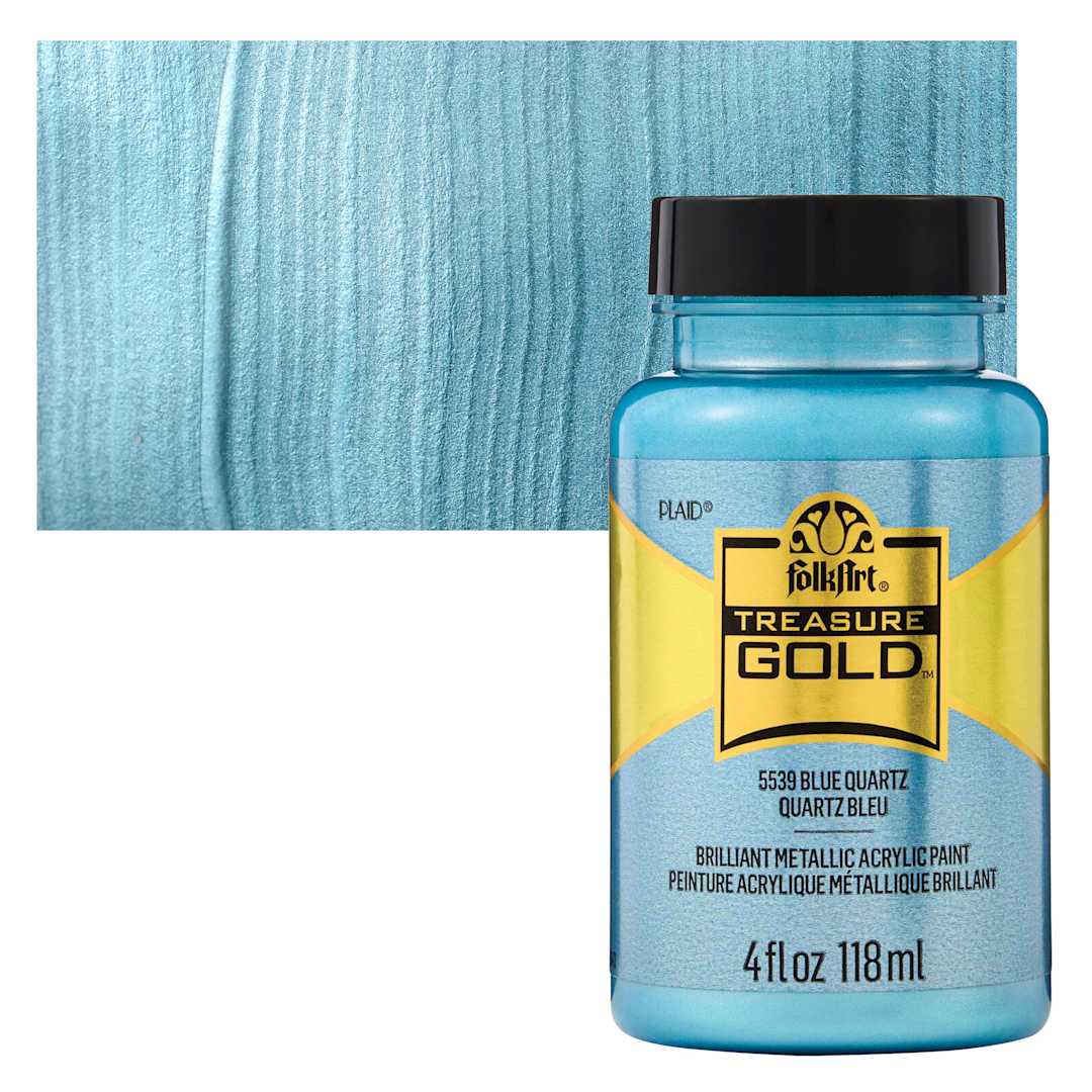 Open in modal - FolkArt Treasure Gold Acrylic Paint - Blue Quartz, 4 oz Jar and swatch