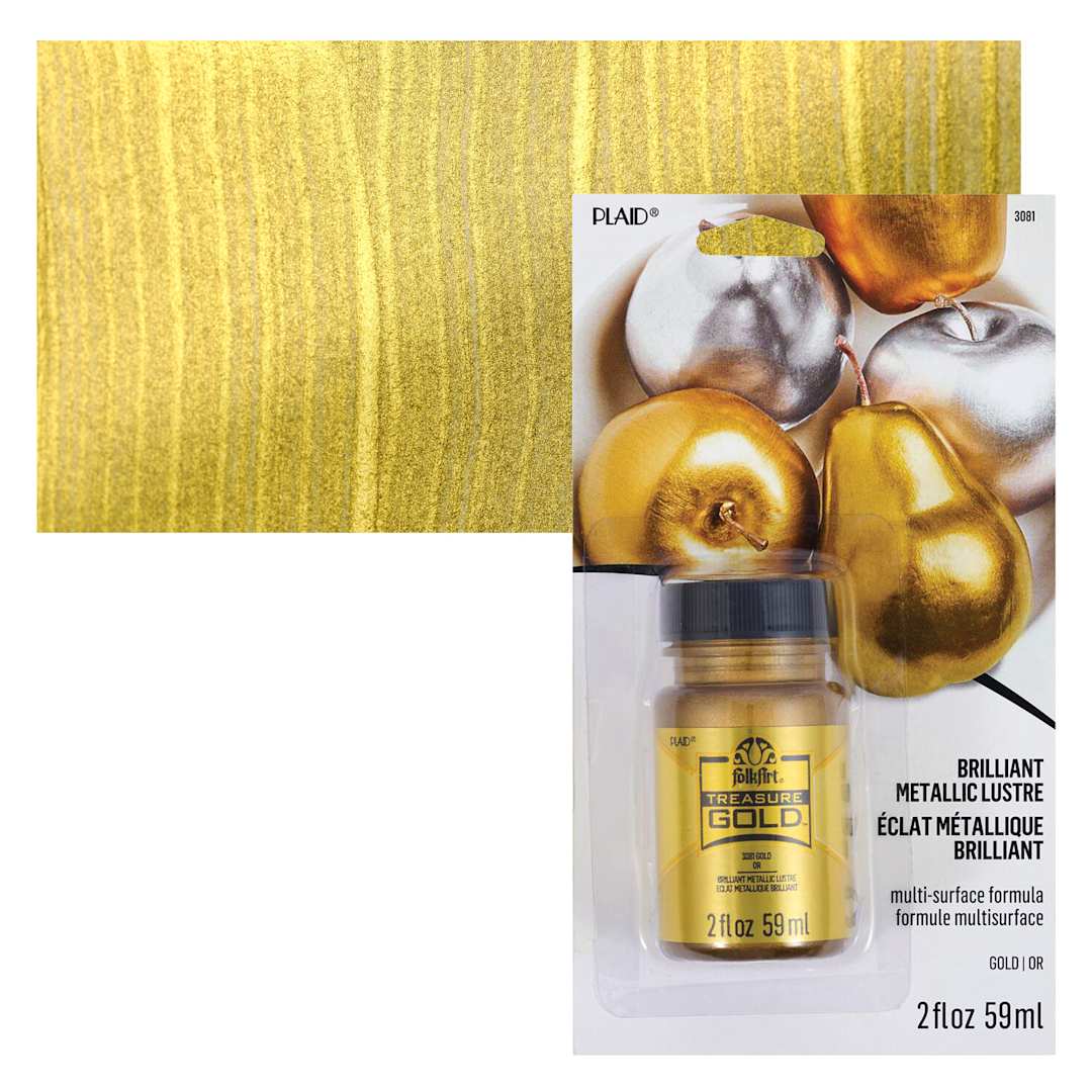 Open in modal - FolkArt Treasure Gold Acrylic Paint - Gold, 2 oz Jar and swatch