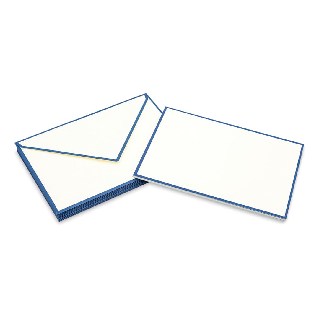 Open in modal - Original Crown Mill Color Edge Cards - Cream/Navy, Pkg of 10 (card and envelope)