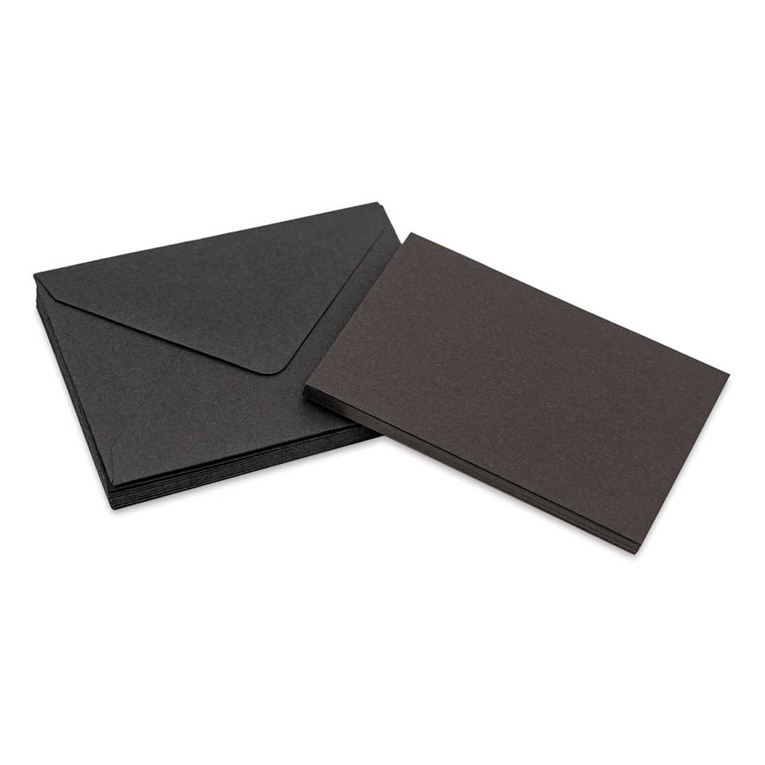 Open in modal - Original Crown Mill Flat Mini Cards and Envelopes - Black, Pkg of 10