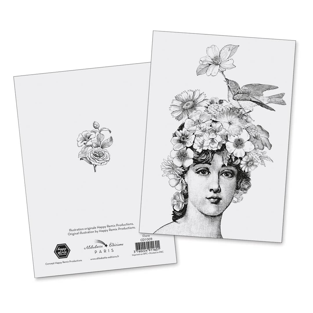 Open in modal - Alibabette Editions Flora Watercolor Card (front and back of card)