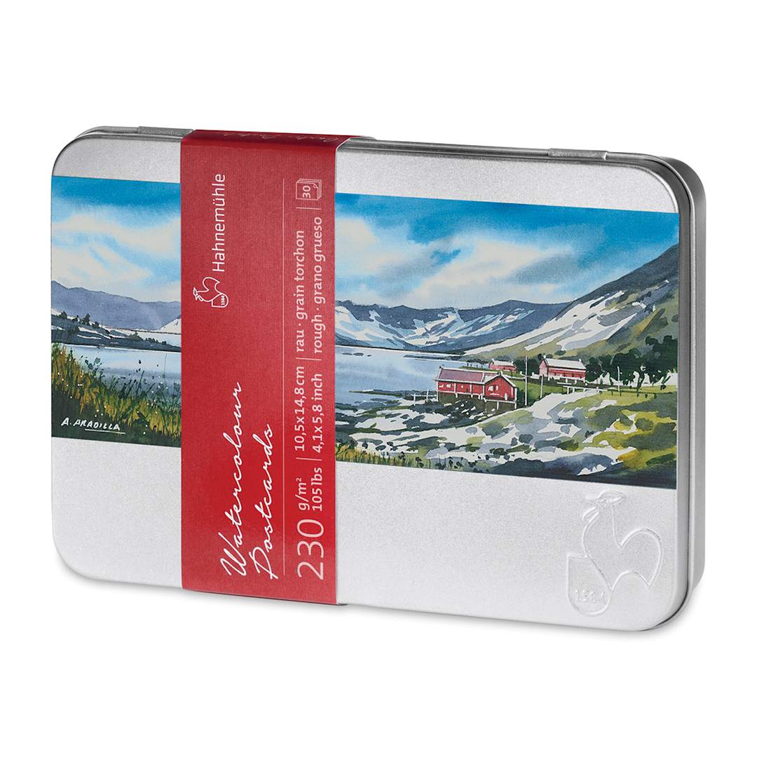 Open in modal - Hahnemühle Watercolor Postcards - Rough, Pkg of 30 (front of tin)