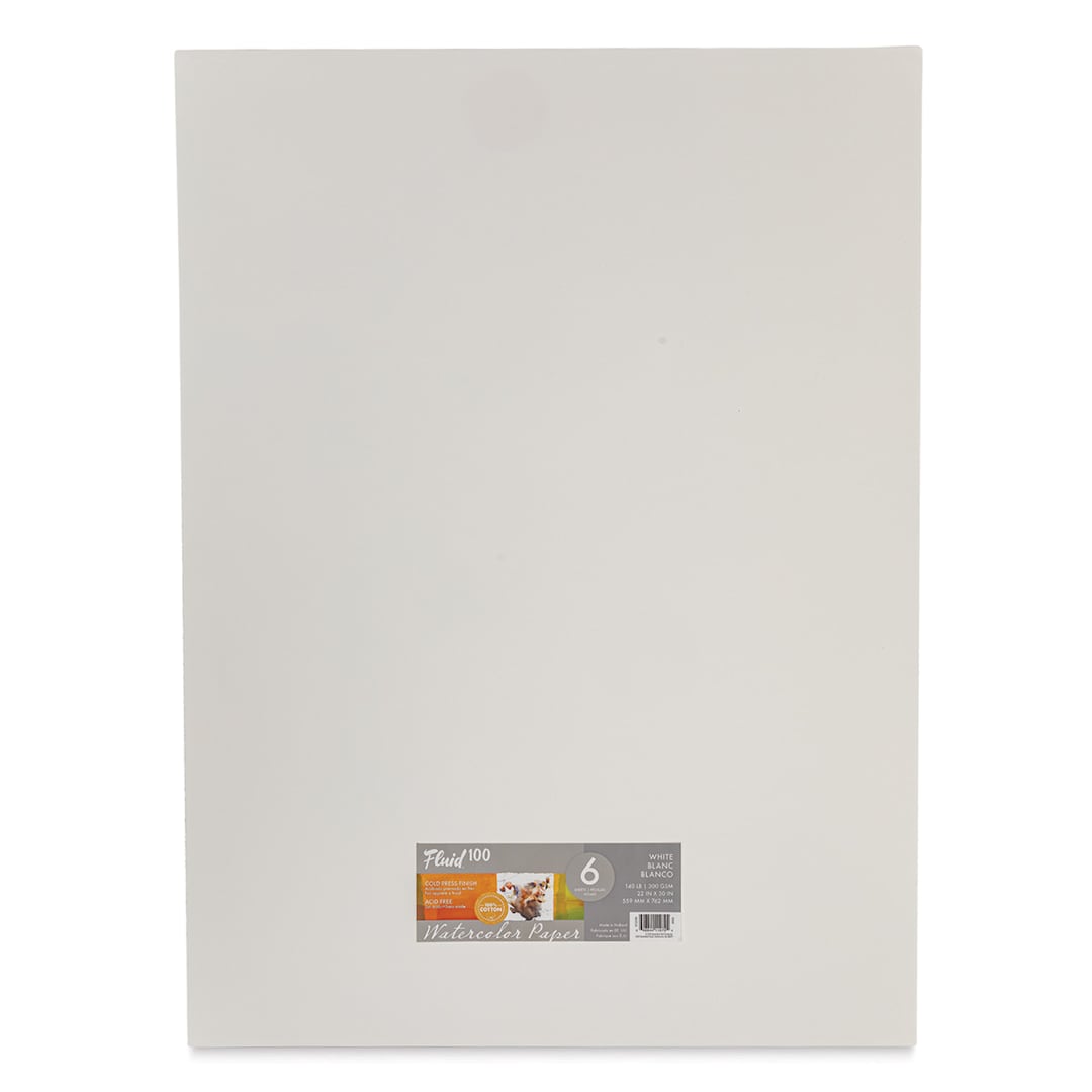 Open in modal - Fluid 100 Watercolor Paper - 22" x 30", Pkg of 6 Sheets, 140 lb, Cold Press