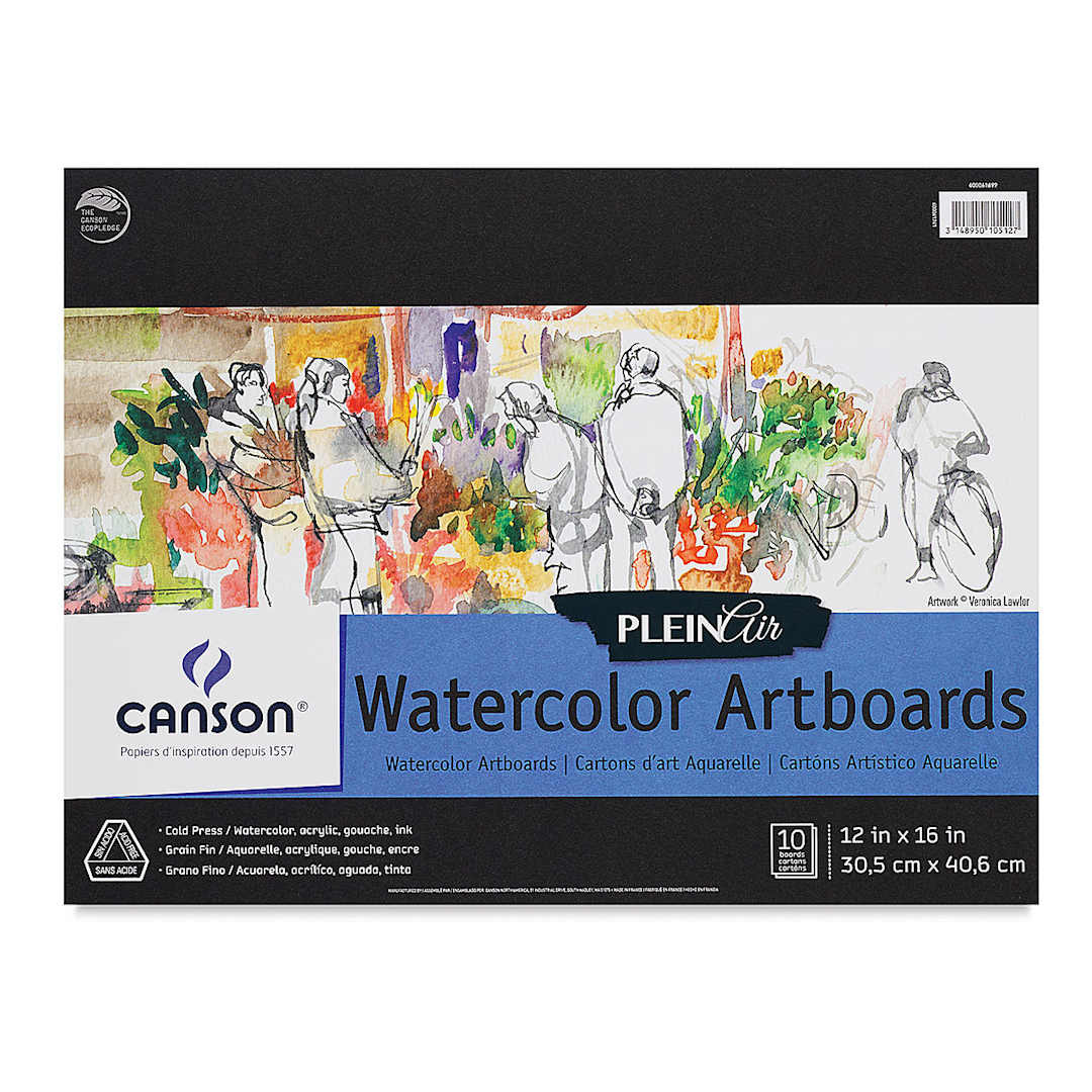Open in modal - Canson Plein Air Watercolor Artboard - 12" x 16", 10 Sheets