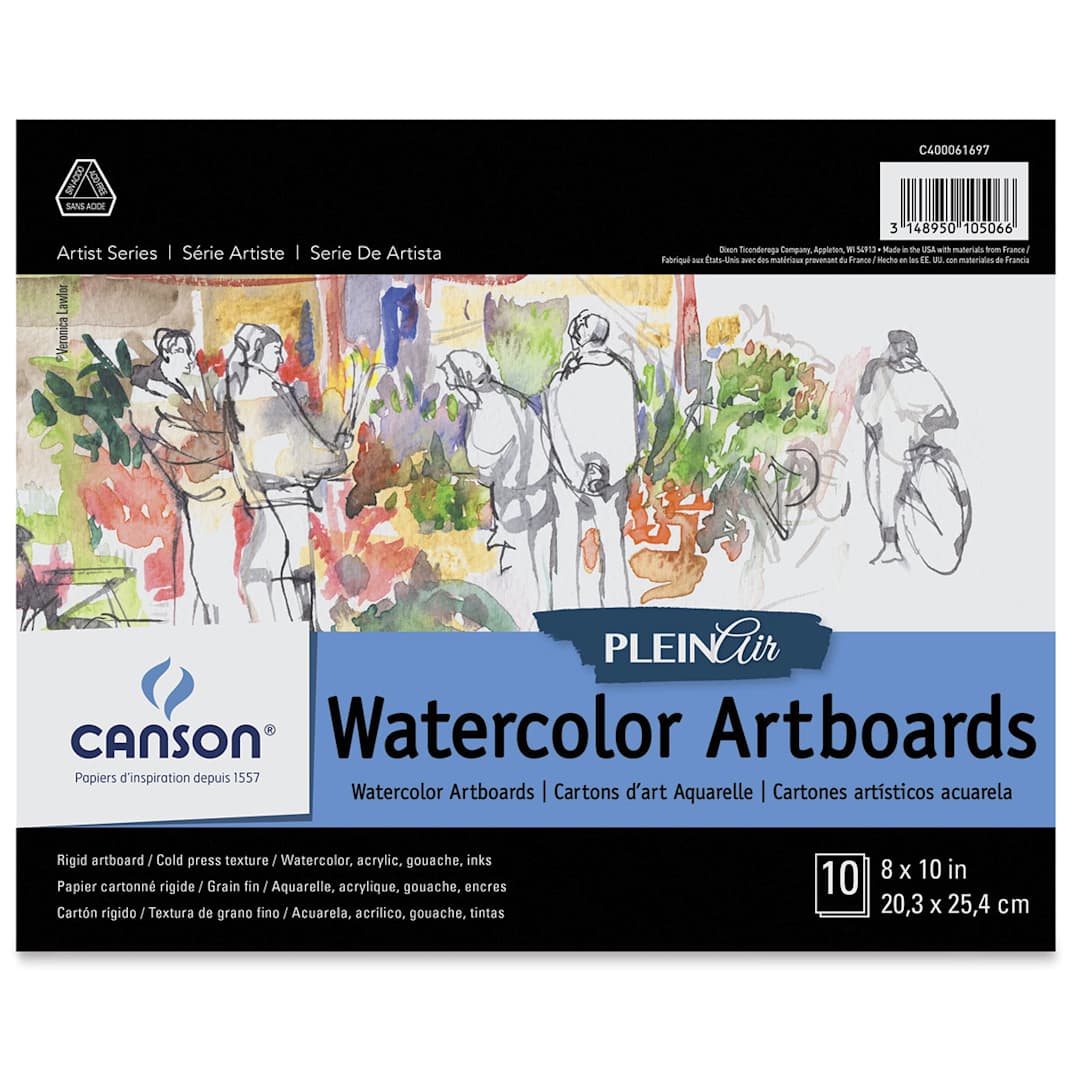 Open in modal - Canson Plein Air Watercolor Artboard - 8" x 10", 10 Sheets