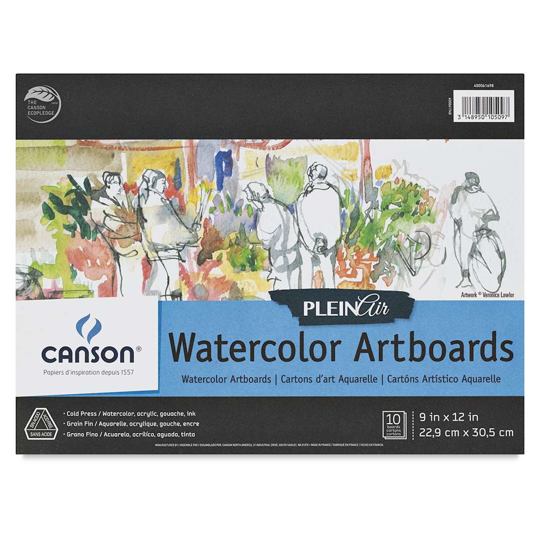 Open in modal - Canson Plein Air Watercolor Artboard - Front cover of 10 sheet pad shown