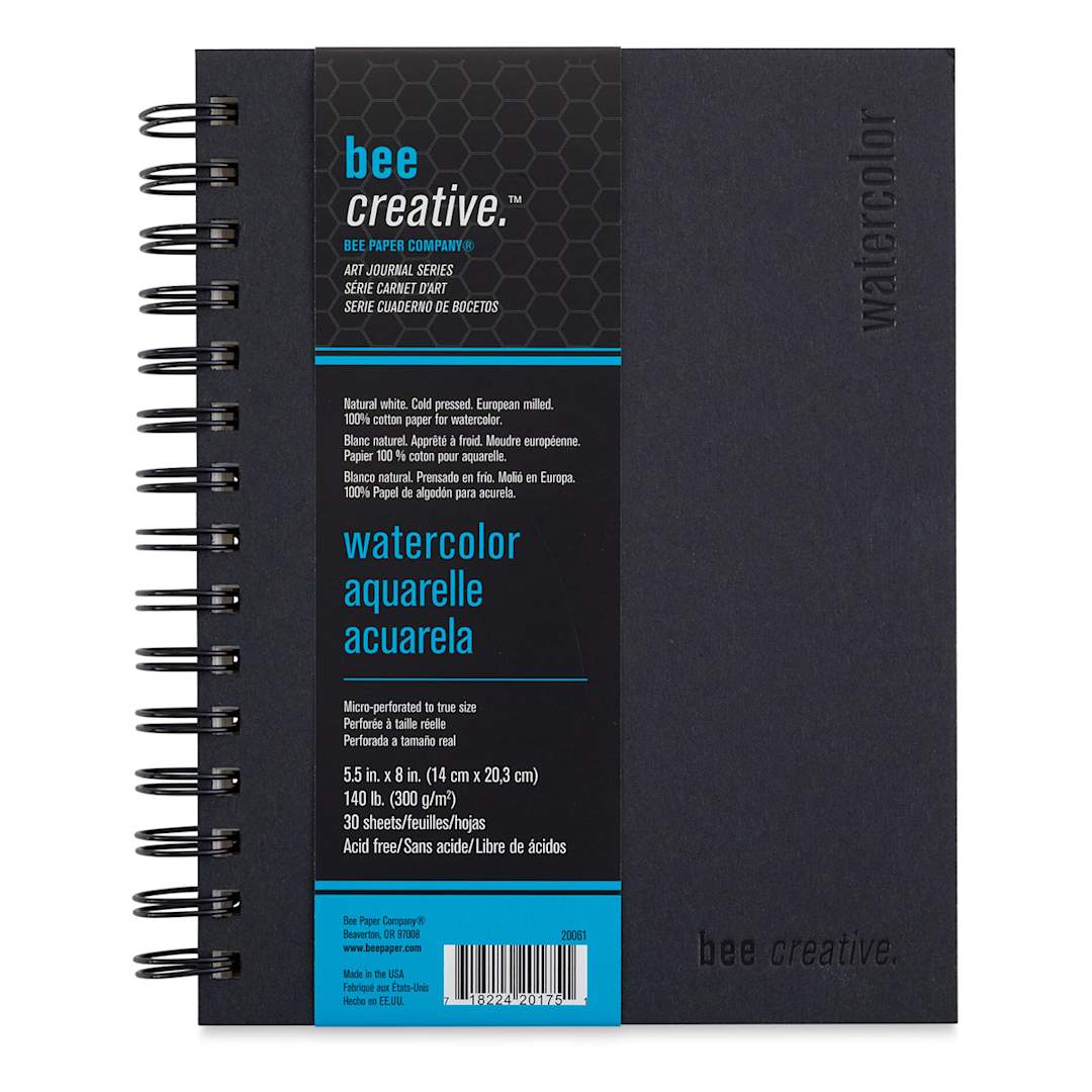 Open in modal - Bee Creative Watercolor Book - Front of wirebound Book with label