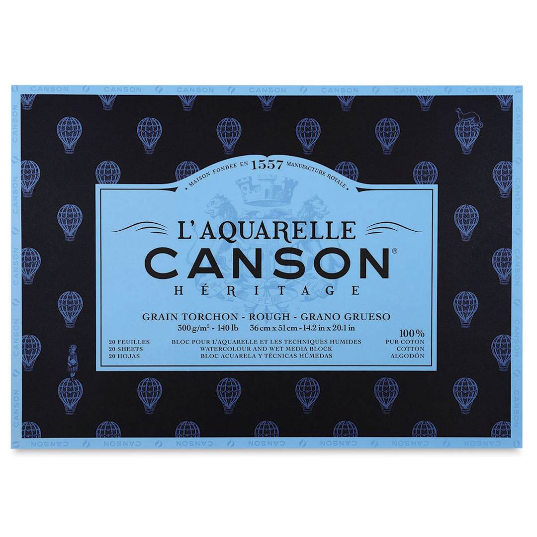 Open in modal - L’Aquarelle Canson Héritage Watercolor Paper - Block, Rough, 14" x 20"