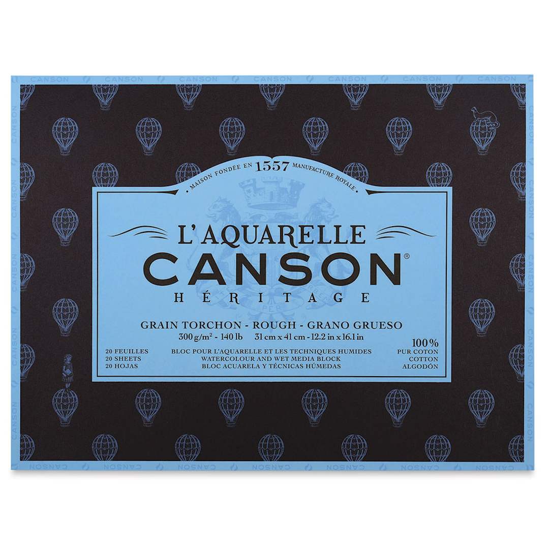 Open in modal - L’Aquarelle Canson Héritage Watercolor Paper - Block, Rough, 12" x 16"