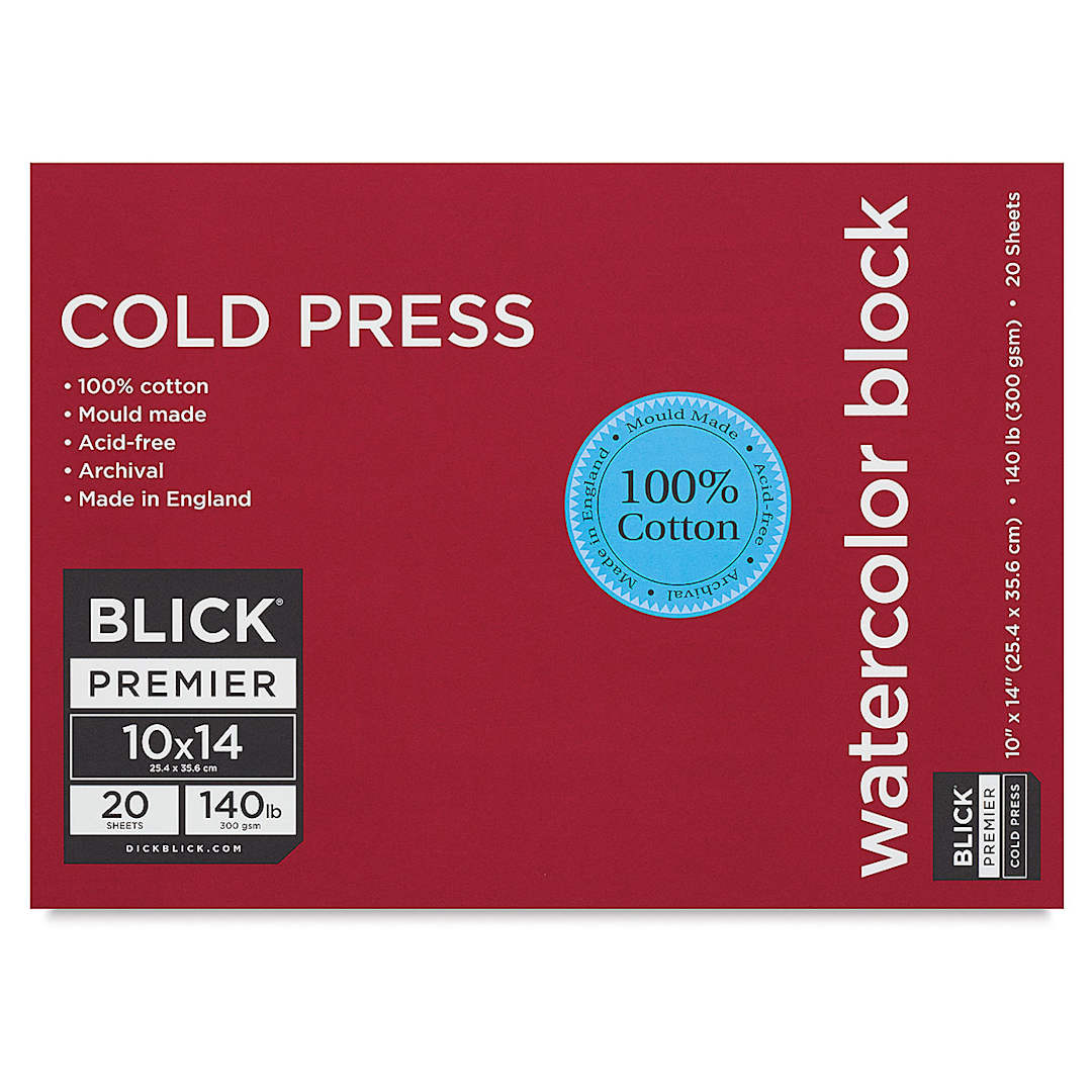 Open in modal - Blick Premier Watercolor Block - 10" x 14", Cold Press, 140 lb, 20 Sheets