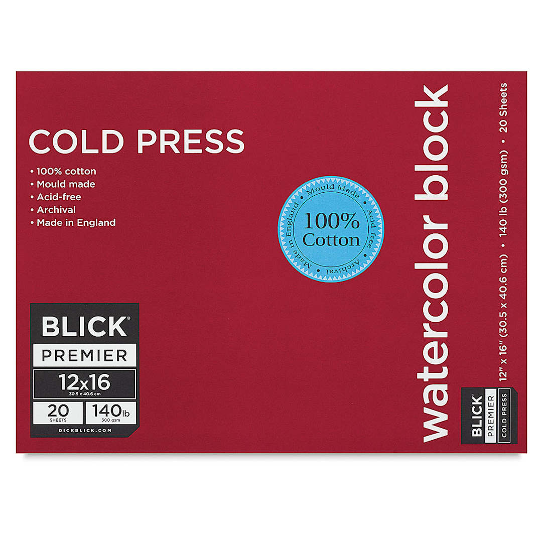 Open in modal - Blick Premier Watercolor Block - 12" x 16", Cold Press, 140 lb, 20 Sheets
