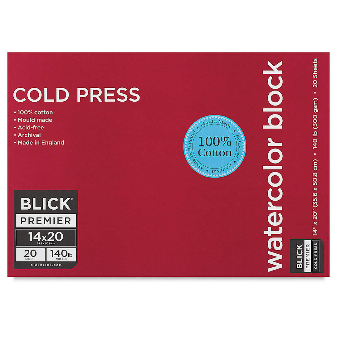 Open in modal - Blick Premier Watercolor Block - 14" x 20", Cold Press, 140 lb, 20 Sheets