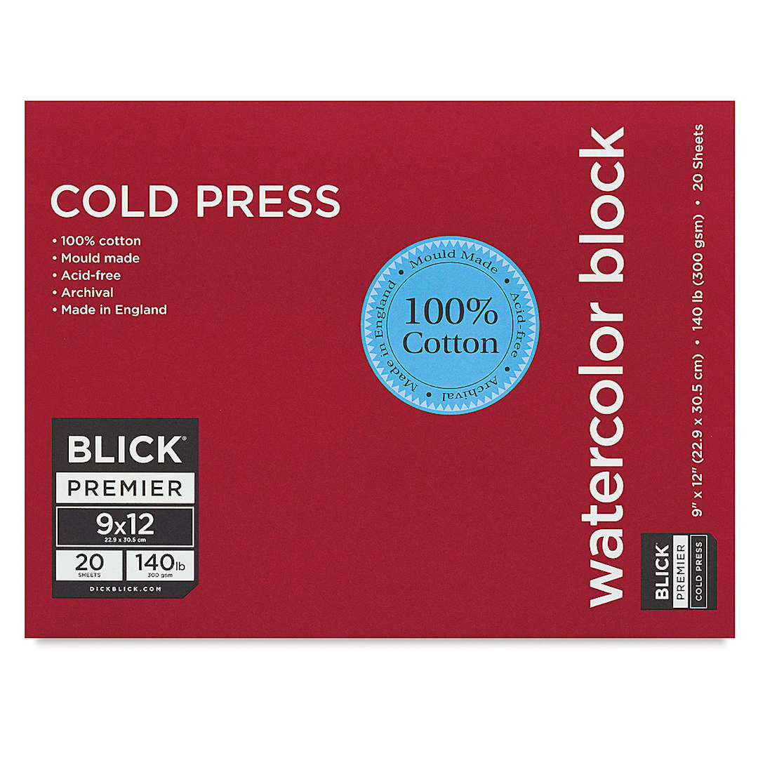 Open in modal - Blick Premier Watercolor Block - 9" x 12", Cold Press, 140 lb, 20 Sheets