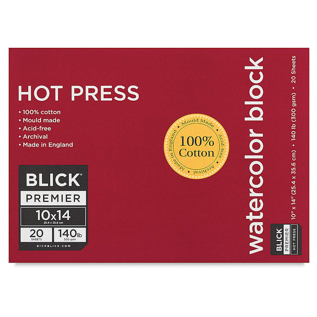 Open in modal - Blick Premier Watercolor Block - 10" x 14", Hot Press, 140 lb, 20 Sheets