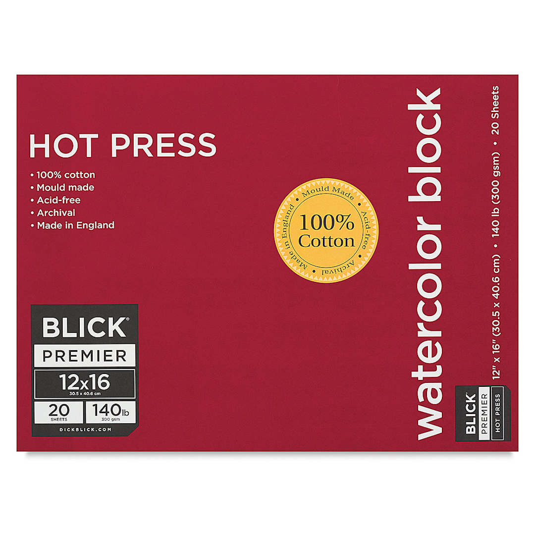 Open in modal - Blick Premier Watercolor Block - 12" x 16", Hot Press, 140 lb, 20 Sheets