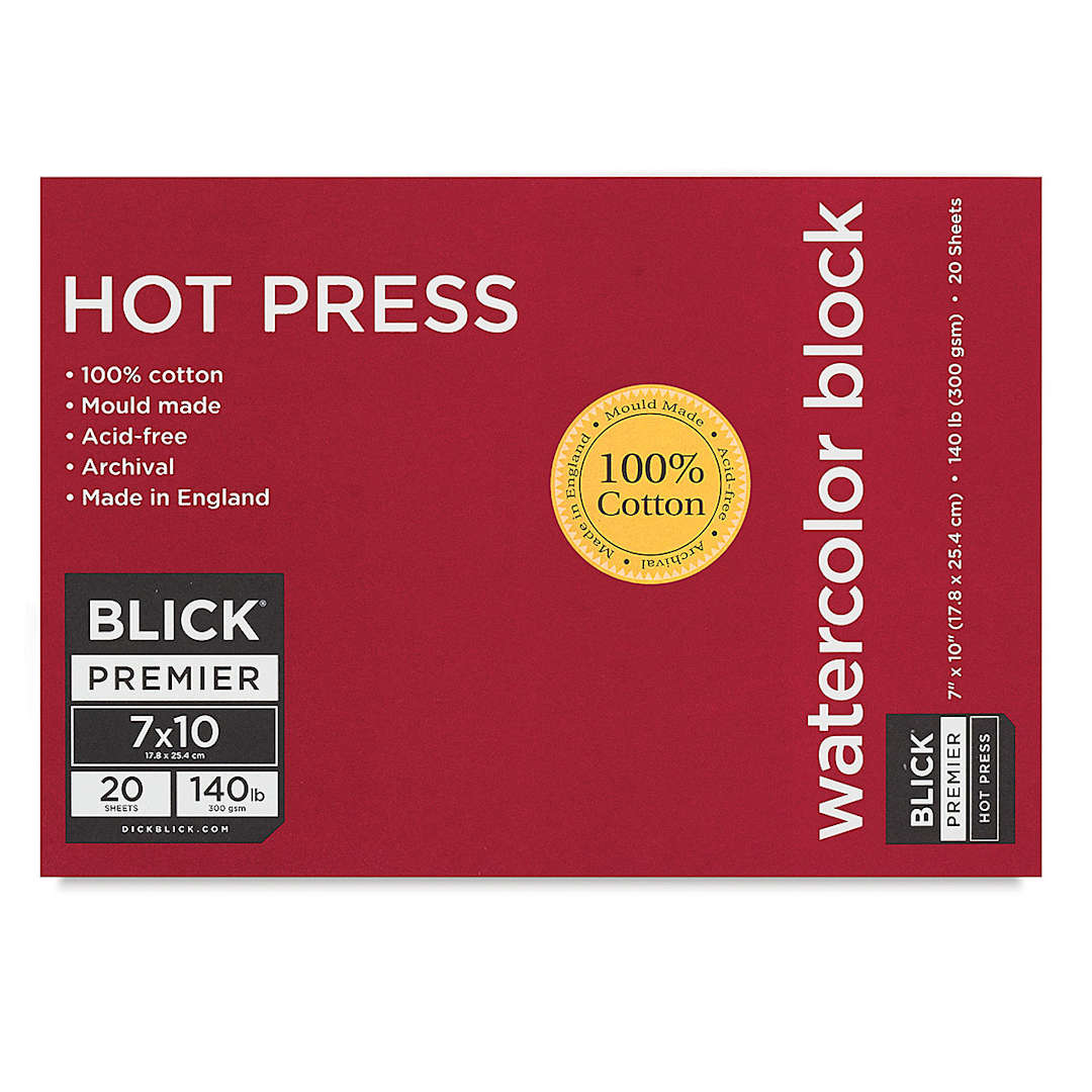 Open in modal - Blick Premier Watercolor Block - 7" x 10", Hot Press, 140 lb, 20 Sheets