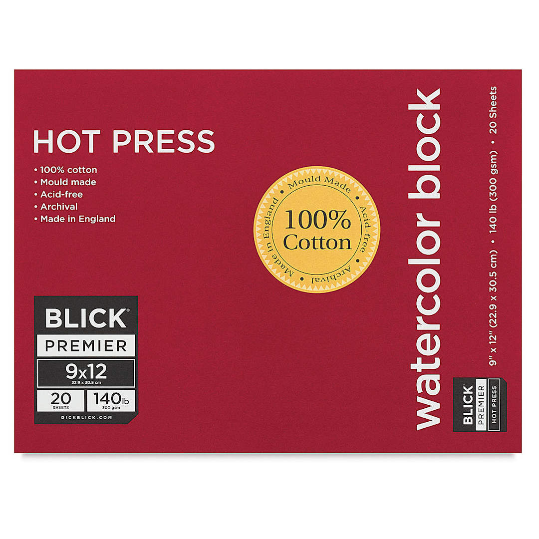 Open in modal - Blick Premier Watercolor Block - 9" x 12", Hot Press, 140 lb, 20 Sheets