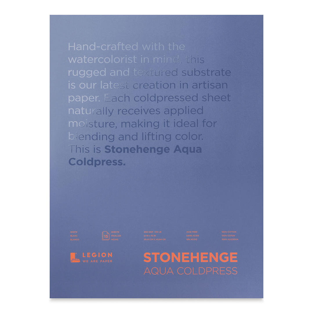 Open in modal - Legion Stonehenge Aqua Watercolor Block - Cold Press, 12" x 16", 140 lb, 15 Sheets