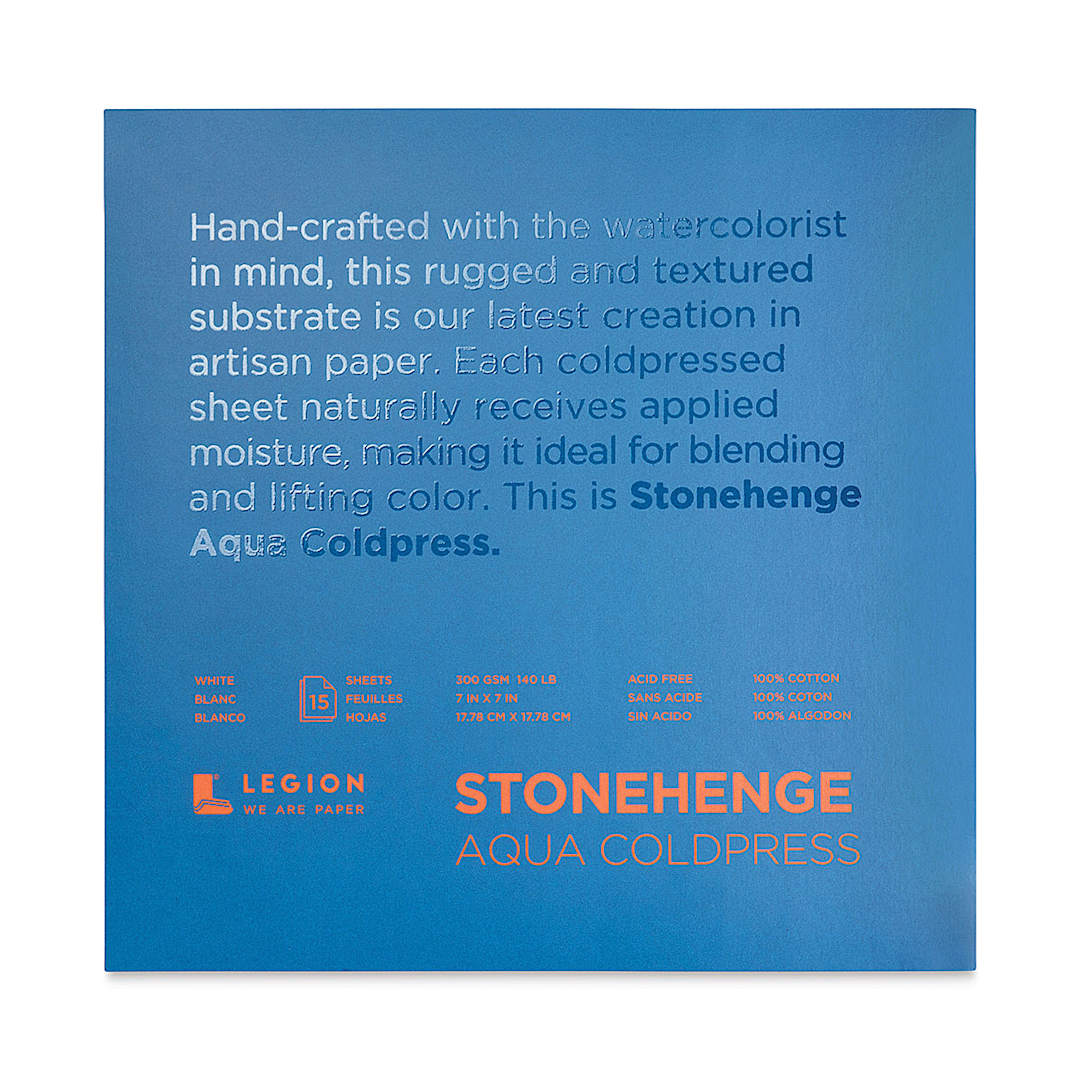 Open in modal - Legion Stonehenge Aqua Watercolor Block - Cold Press, 7" x 7", 140 lb, 15 Sheets