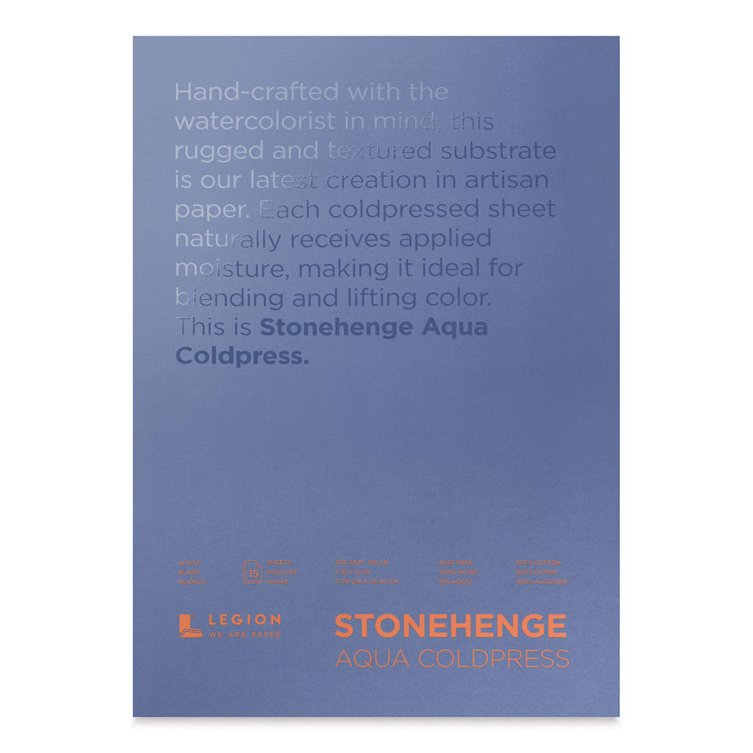 Open in modal - Legion Stonehenge Aqua Watercolor Block - Cold Press, 7" x 10", 140 lb, 15 Sheets