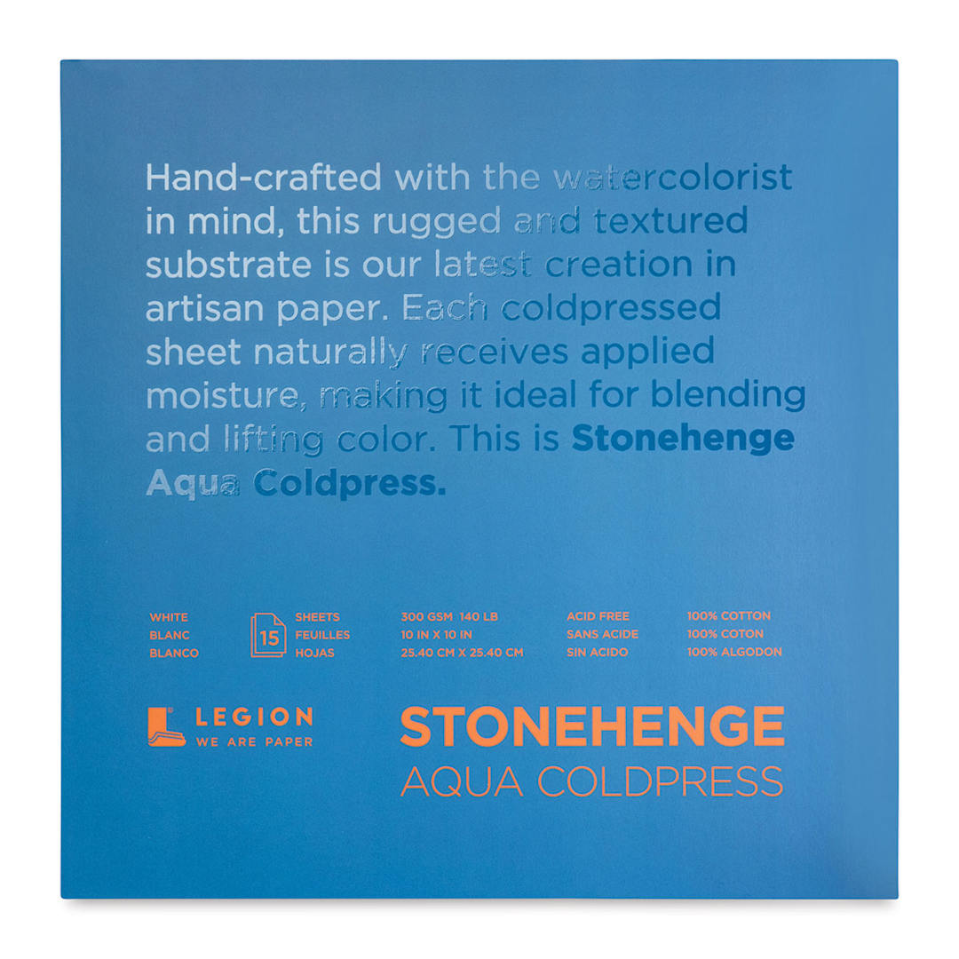 Open in modal - Legion Stonehenge Aqua Watercolor Blocks - Front Cover of 10" x 10" Coldpress Pad