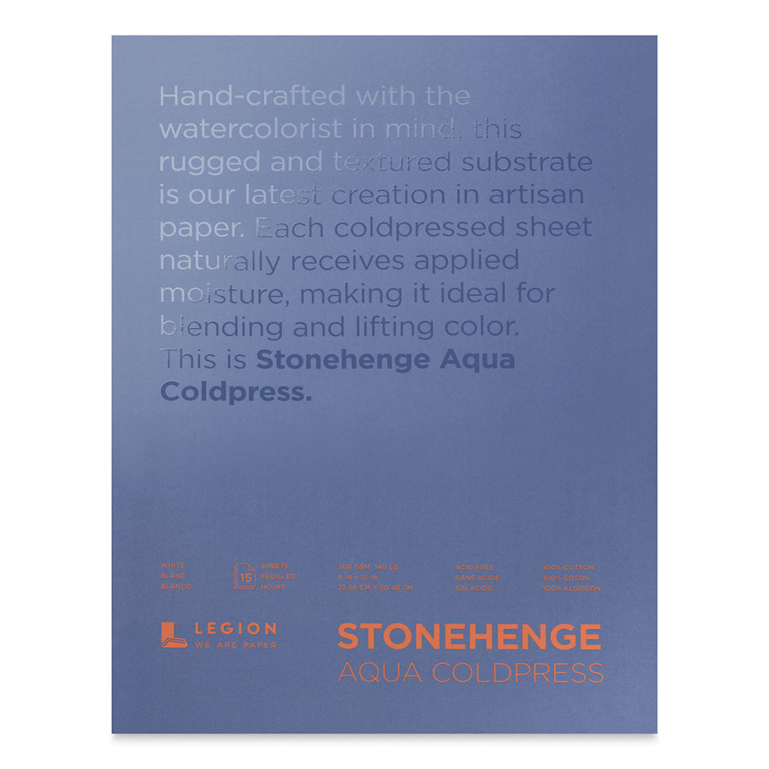 Open in modal - Legion Stonehenge Aqua Watercolor Block - Cold Press, 9" x 12", 140 lb, 15 Sheets, front