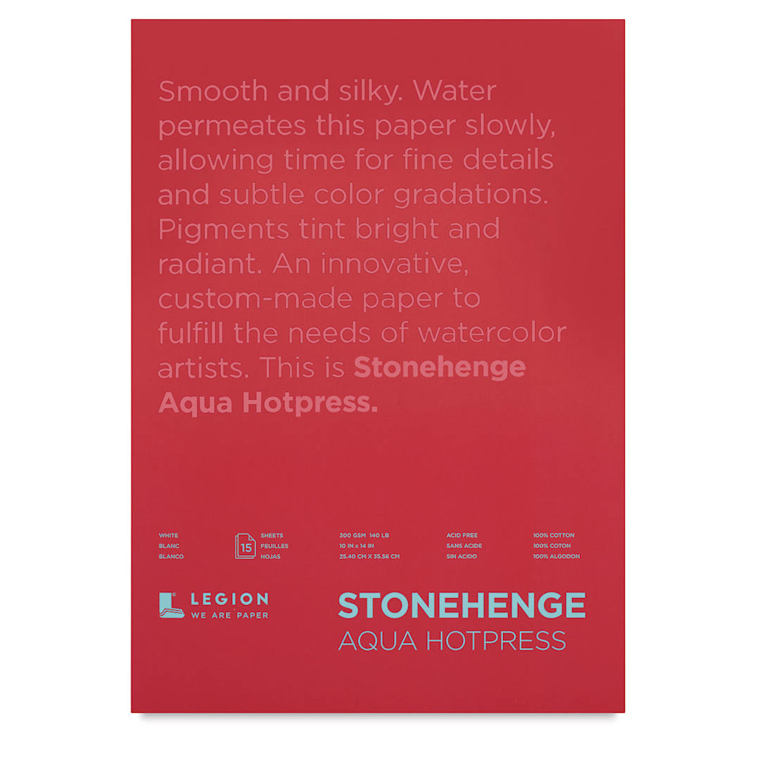 Open in modal - Legion Stonehenge Aqua Watercolor Blocks - Front Cover of 10" x 14" Hotpress Pad