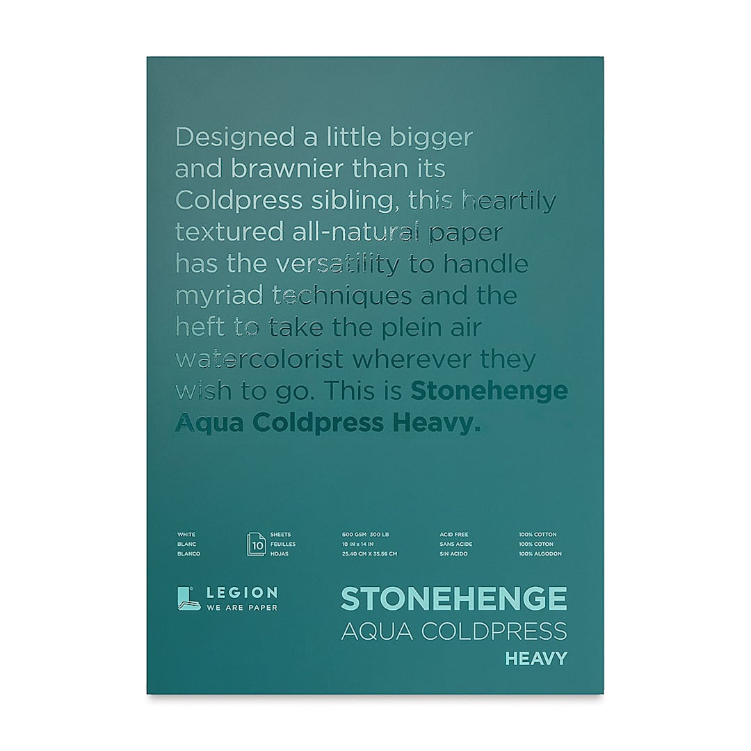 Open in modal - Legion Stonehenge Aqua Watercolor Block - Cold Press, 10" x 14", 300 lb, 10 Sheets