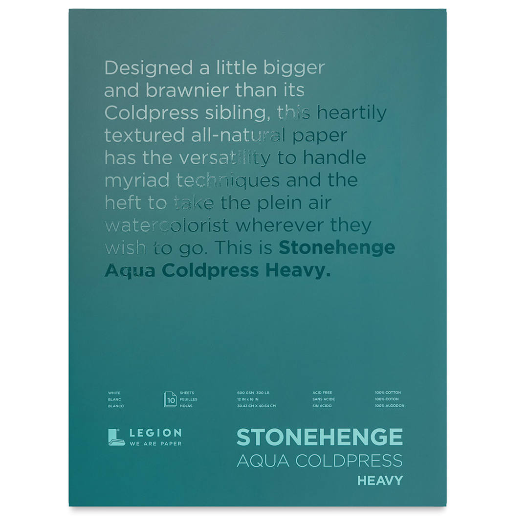 Open in modal - Legion Stonehenge Aqua Watercolor Blocks - Front Cover of 12" x 16" Heavy Coldpress Pad
