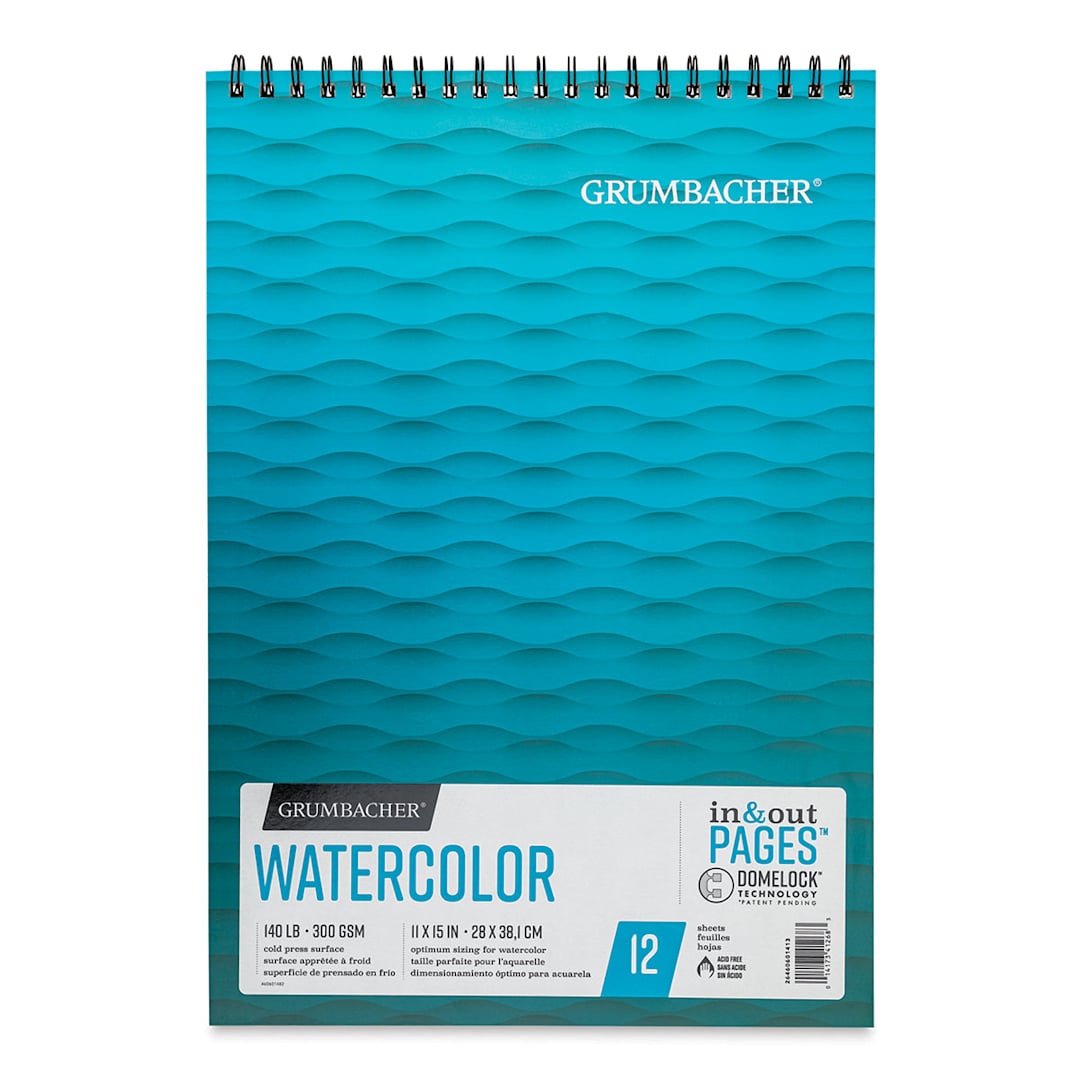 Open in modal - Grumbacher Watercolor In & Out Pad - 15" x 11", 12 Sheets, 140 lb