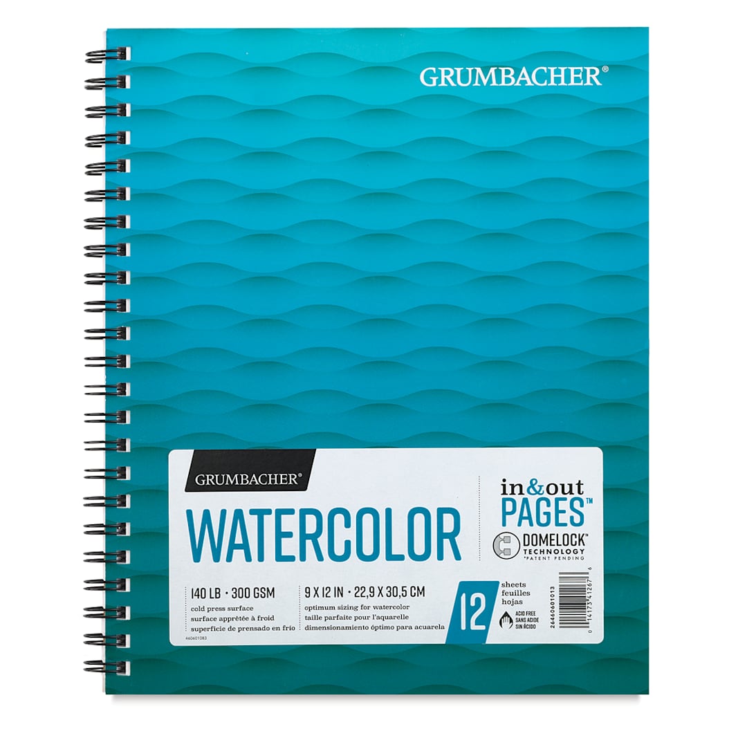 Open in modal - Grumbacher Watercolor In & Out Pad - 12" x 9", 30 Sheets, 140 lb Front cover