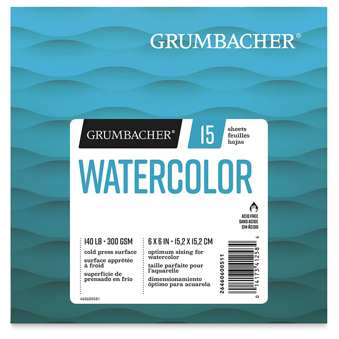 Open in modal - Grumbacher Watercolor Fold Over Pad - 6" x 6", 15 Sheets