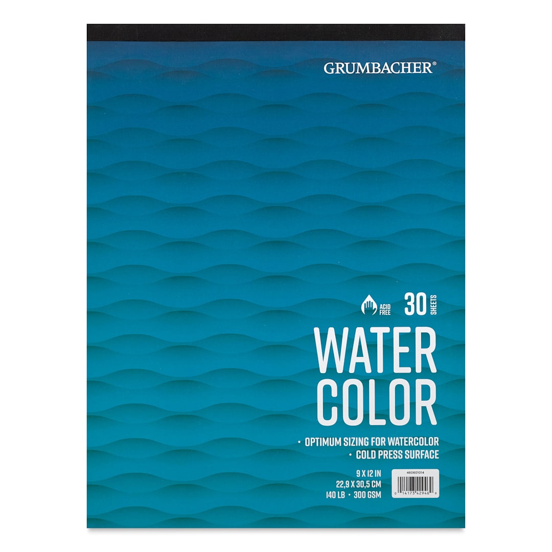Open in modal - Grumbacher Watercolor Tapebound Pad - 9" x 12", 30 Sheets, 140 lb front cover