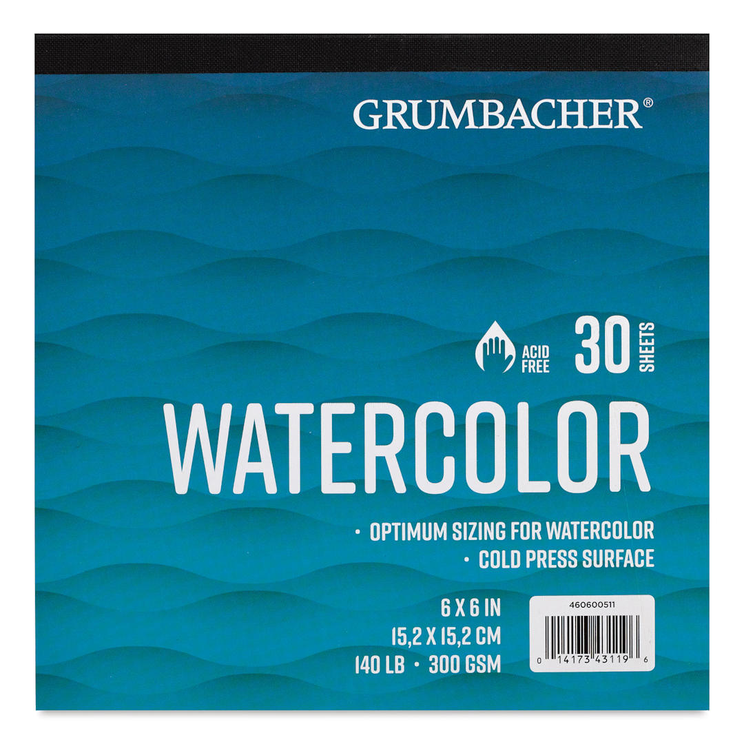 Open in modal - Grumbacher Watercolor Tapebound Pad - 6" x 6", 30 Sheets, 140 lb front cover