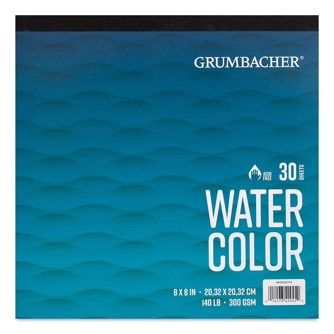 Open in modal - Grumbacher Watercolor Tapebound Pad - 8" x 8", 30 Sheets, 140 lb front cover