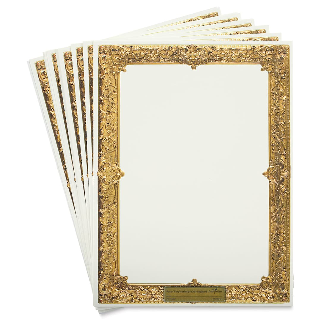 Open in modal - Pacon Art1st Gold Frame Watercolor Paper - 9" x 12" Frames shown in fan